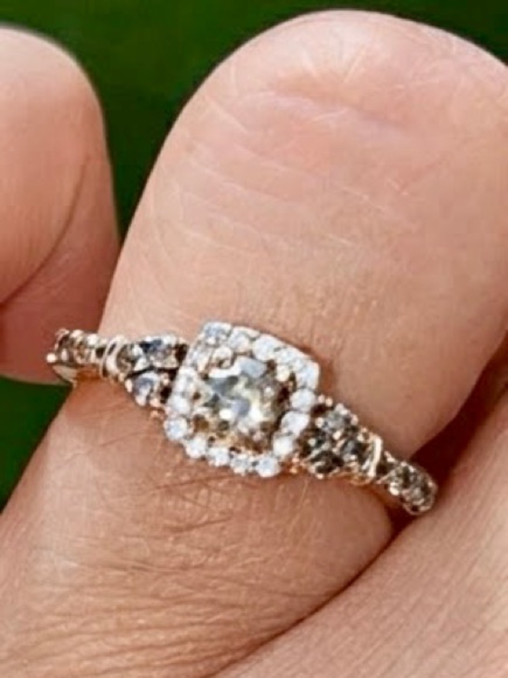 Rose Gold Halo Diamond Engagement Ring - Women Jewelry